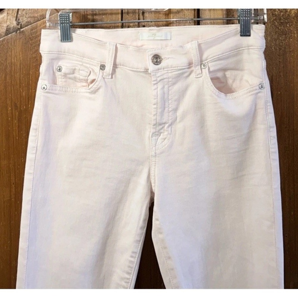 7 For All Mankind Pale Pink Cropped Ankle Jeans
